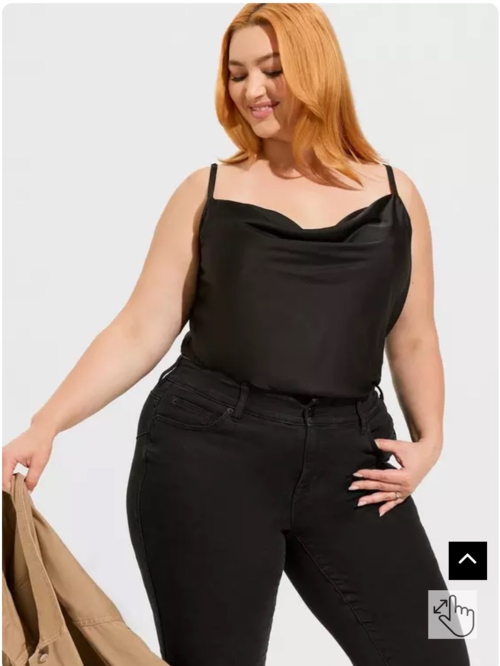Torrid deep black satin cowl neck cami size large